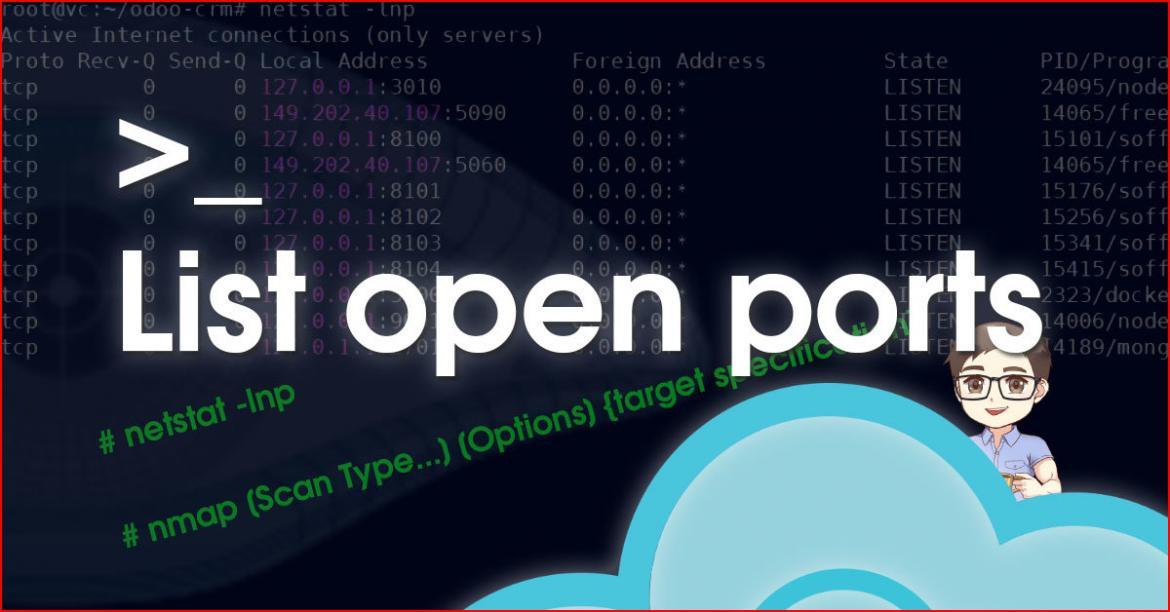 list open ports using netstat