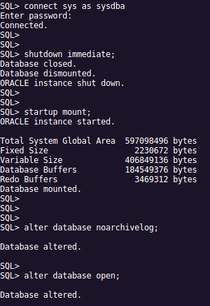 disable oracle archivelog